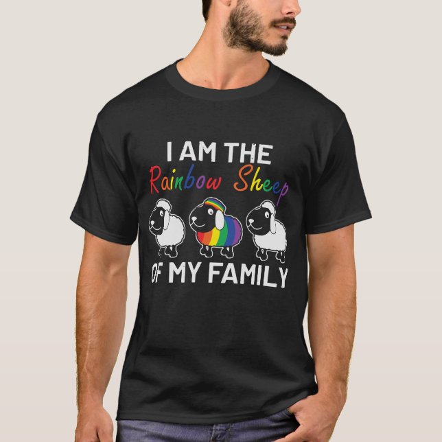 T-shirt LGBT Pride Fundy Rainbow Sheep Dit Moderne (Devant)