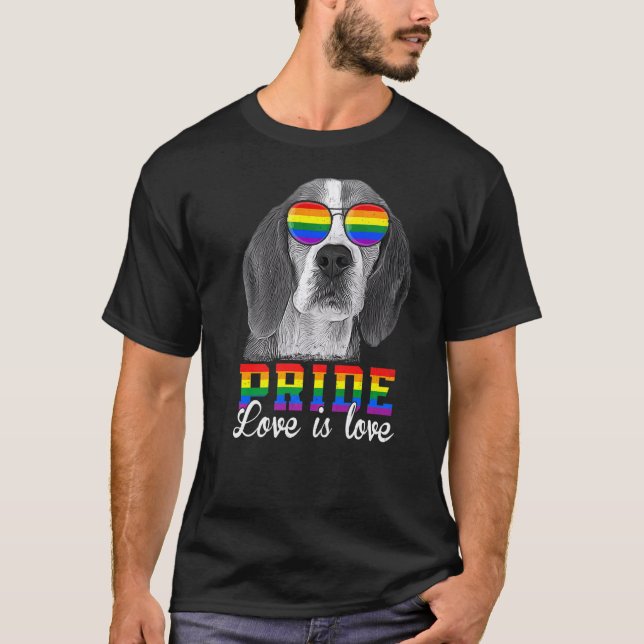 T-shirt Lgbt Pride L'amour est amour Beagle chien (Devant)