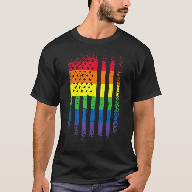 T-shirt Lgbt Pride Mois Support Avec Rainbow Us American A (Devant)