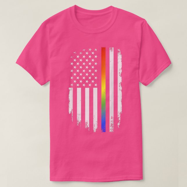 T-shirt LGBT pride month support with rainbow US american  (Design devant)