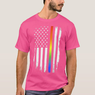 T-shirt LGBT pride month support with rainbow US american 