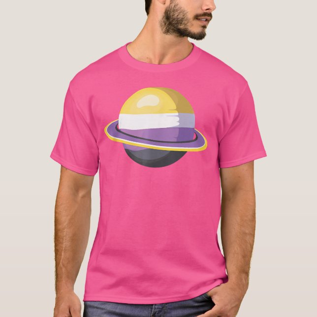 T-shirt Lgbt Pride Non Binary Flag Saturn Astronomie Non B (Devant)