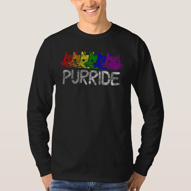 T-shirt LGBT Pride Purride Rainbow Cat LGBTQ Support Kitte (Devant)