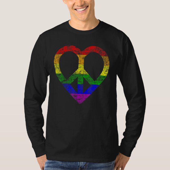 T-shirt Lgbt Pride Rainbow Peace Lgbtq Support Lesbienne G (Devant)