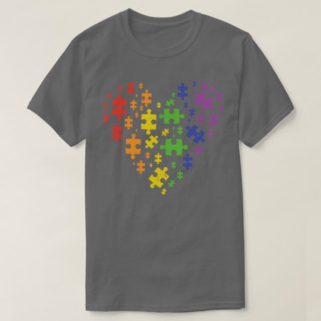T-shirt LGBT Puzzle Costume coeur Sensibilisation sur l'au (Design devant)