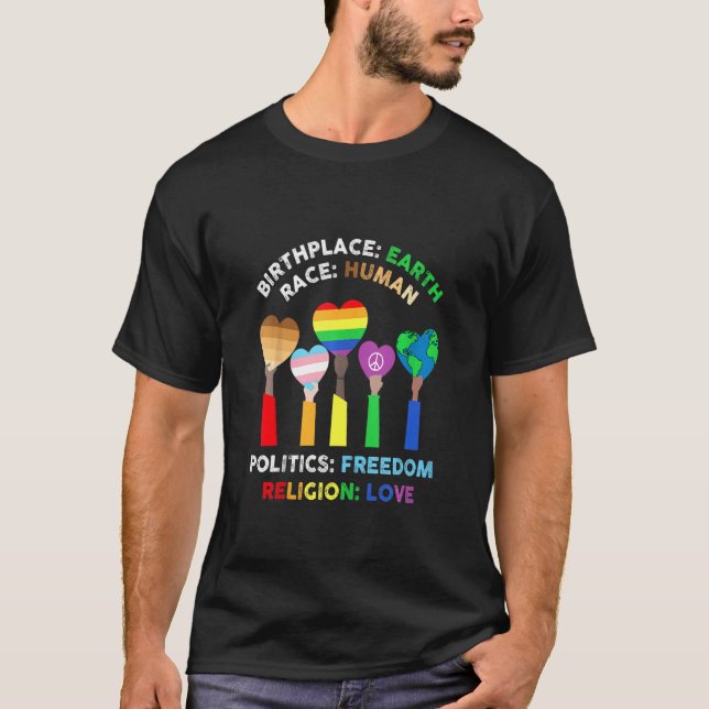T-shirt Lgbt Race Lieu de naissance humain Terre Religion  (Devant)