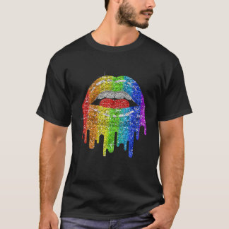 T-shirt LGBT Rainbow Bling LGBT Lips Pride Gay Bisexual Le