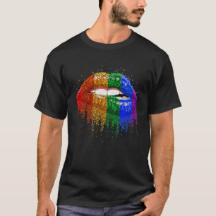 T-shirt LGBT Rainbow Bling Vintages lèvres Pride Gay Bisex