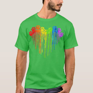 T-shirt LGBT Rainbow Chien Heart Paws mignonnes Lesbian Ga