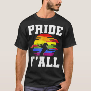 T-shirt LGBT Rainbow Gay Pride Flag Cowboy Hat Western Cow