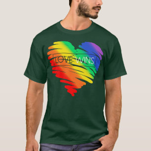 T-shirt LGBT Rainbow Heart Lot gagne Gay Lesbian Trans Bi 