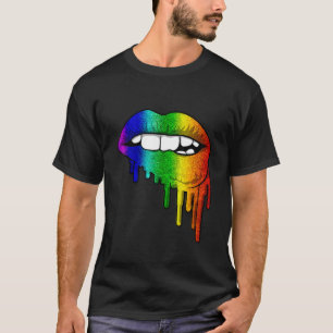 T-shirt Lgbt Rainbow Lips Pride Gay Homosexuel Lesbian Tee