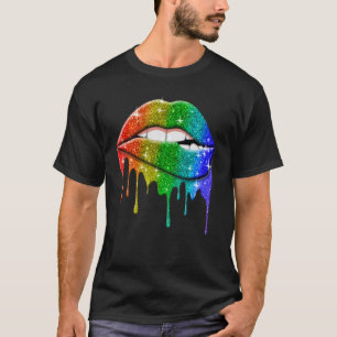 T-shirt Lgbt Rainbow Lips Pride Gay Homosexuel Lesbienne