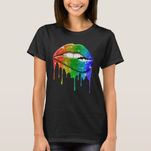 T-shirt Lgbt Rainbow Lips Pride Gay Homosexuel Lesbienne