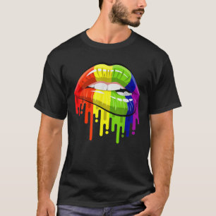 T-shirt LGBT Rainbow Lips Pride gay homosexuel lesbienne