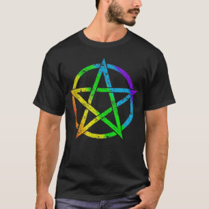 T-shirt LGBT Rainbow Pentagram pour sorcière païenne wicca