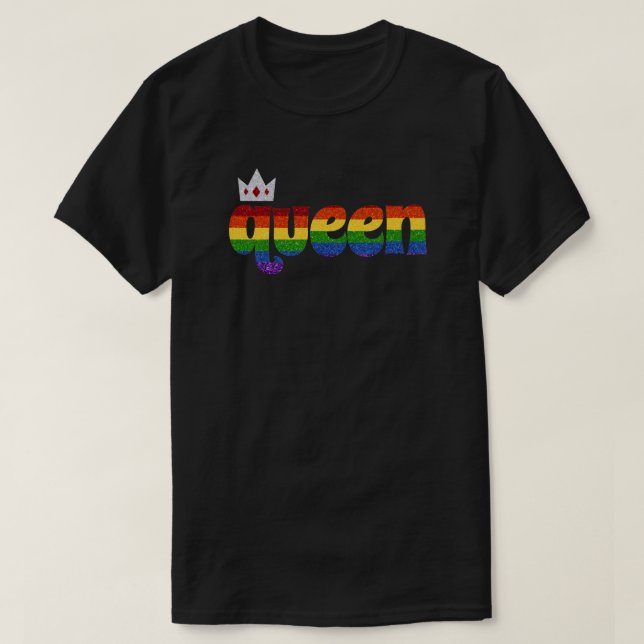 T-shirt LGBT Rainbow Pride Parties scintillant Queen (Design devant)