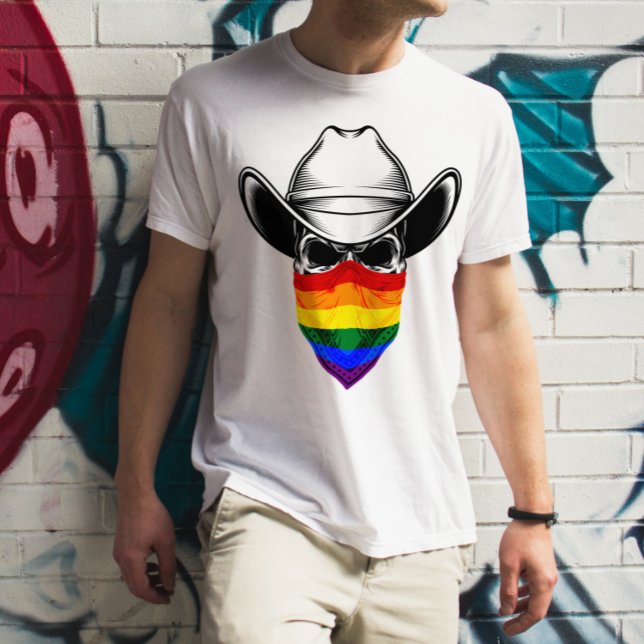 T-shirt Lgbt Rainbow Skull Cowboy (Créateur téléchargé)