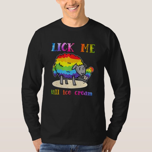 T-shirt Lgbt Sheep Me Lick Till Glace Cream Lgbt Rainbow S (Devant)