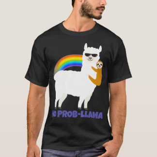 T-shirt LGBT Sloth Riding Llama Rainbow Alpaca Pas de Prob