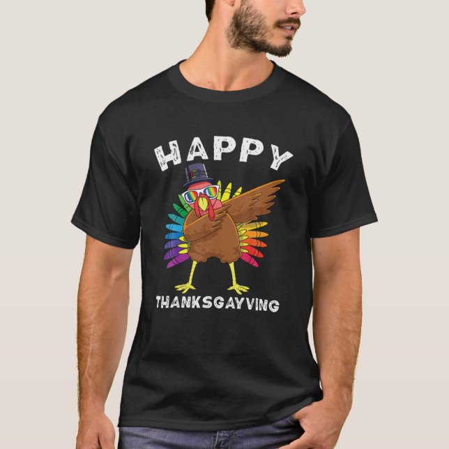 T-shirt LGBT Thanksgiving Turkey LGBTQ Rainbow Gay pride (Devant)