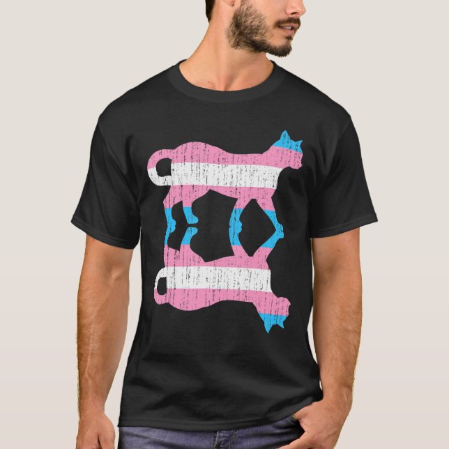 T-shirt Lgbt Trans Pride Drapeau Transsexuel Animal Chat T (Devant)