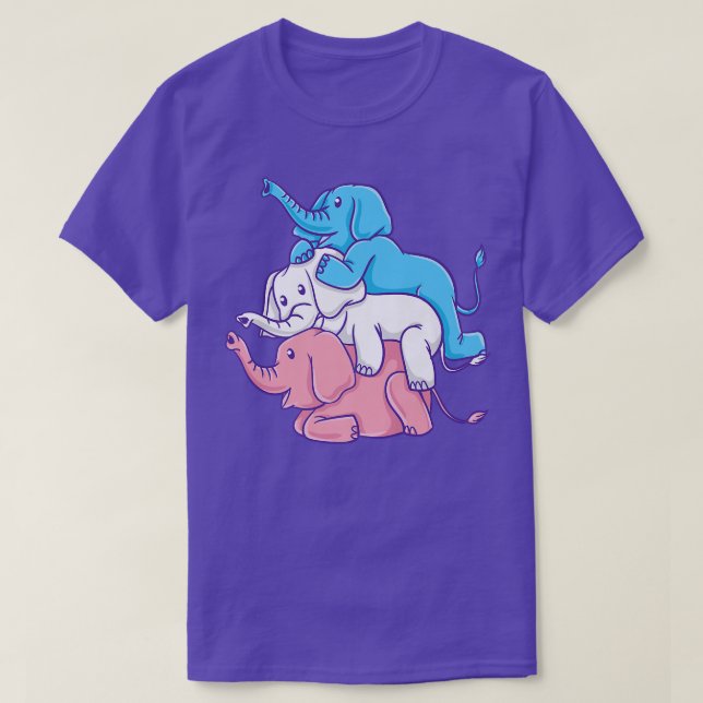 T-shirt LGBT Trans Pride Elephant Pile Transgenre  (Design devant)