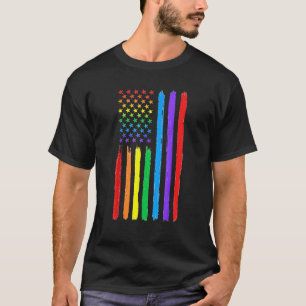 T-shirt Lgbtq American Flag Pride Rainbow Gay Lesbian Bi T