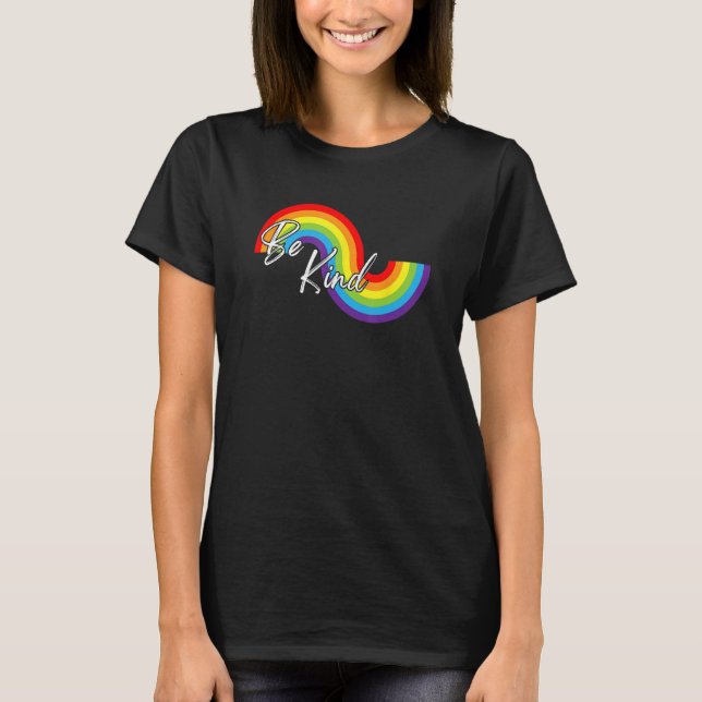 T-shirt LGBTQ Be Kind Gay Pride LGBT Ally Rainbow Flag Ret (Devant)