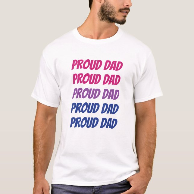 T-shirt LGBTQ Bisexual Fierté Papa Fier Texte répété (Devant)