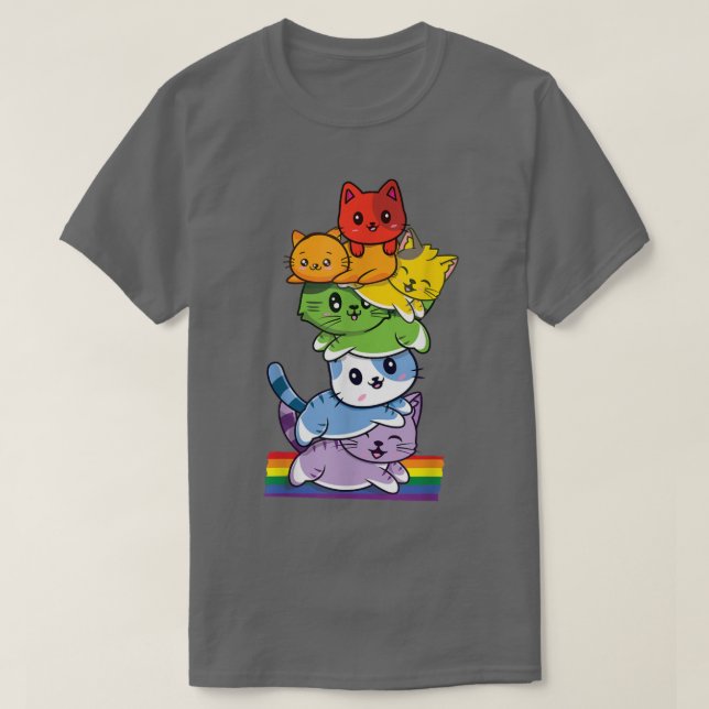 T-shirt LGBTQ Cat Cute Gay pride arc-en-ciel LGBTQ LGBT Pr (Design devant)