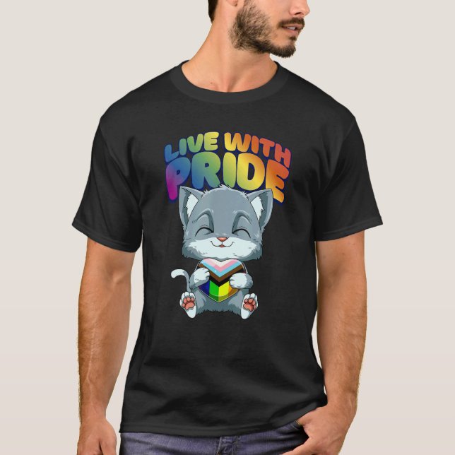 T-shirt LGBTQ Chat Progressiv Pride Transgenre Genderquee (Devant)