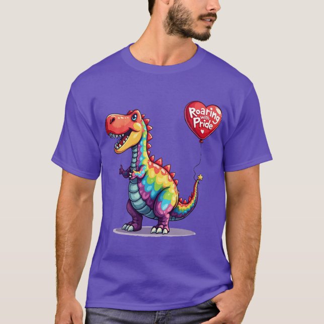 T-shirt LGBTQ Dino Roaring Avec Fierté (Devant)