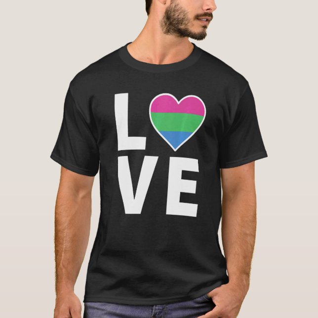 T-shirt Lgbtq Drapeau Polysexuel Coeur Lgbtqia+ Amour Poly (Devant)