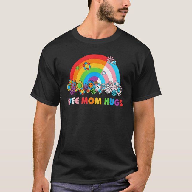 T-shirt LGBTQ Free Mom Hugs Gay Pride LGBT Ally Rainbow Mo (Devant)