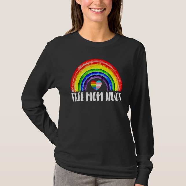 T-shirt Lgbtq Free Mom Hugs Gay pride Lgbt Ally Rainbow Mo (Devant)