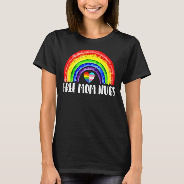 T-shirt LGBTQ Free Mom Hugs Gay Pride LGBT Ally Rainbow Mo (Devant)