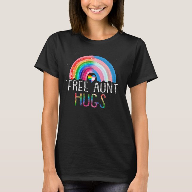 T-shirt Lgbtq Free Tante Hugs Gay pride Lgbt Ally Rainbow  (Devant)
