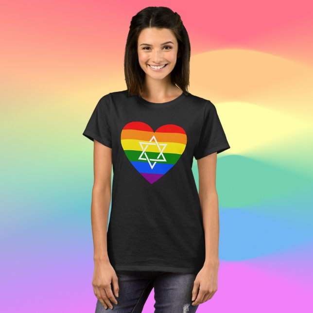 T-shirt LGBTQ Gay Arc-en-ciel Coeur Etoile juive de David (Créateur téléchargé)