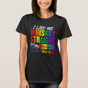 T-shirt LGBTQ Gay Comme Mon Whiskey Stright Friends Pride 