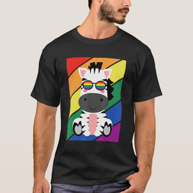 T-shirt LGBTQ Gay pride Mois Rainbow Zebras LGBT Gla (Devant)
