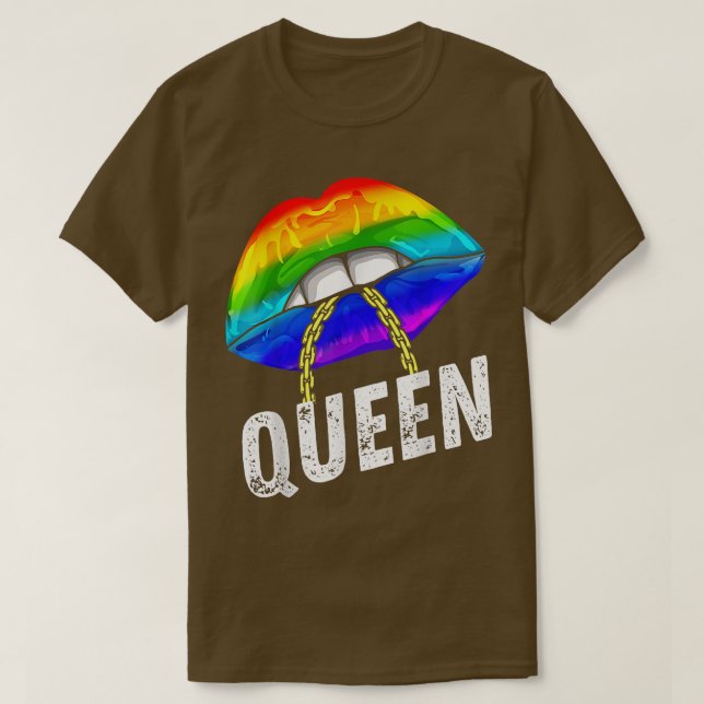 T-shirt Lgbtq Gay Queen Lips Chain Gay Rights Fière Fierté (Design devant)