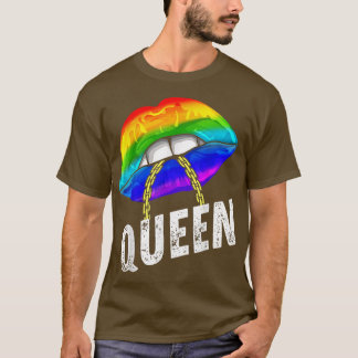 T-shirt Lgbtq Gay Queen Lips Chain Gay Rights Fière Fierté