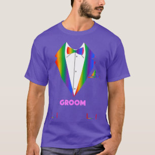 T-shirt LGBTQ Groom   Tuedo Rainbow Gay Pride Lesbian