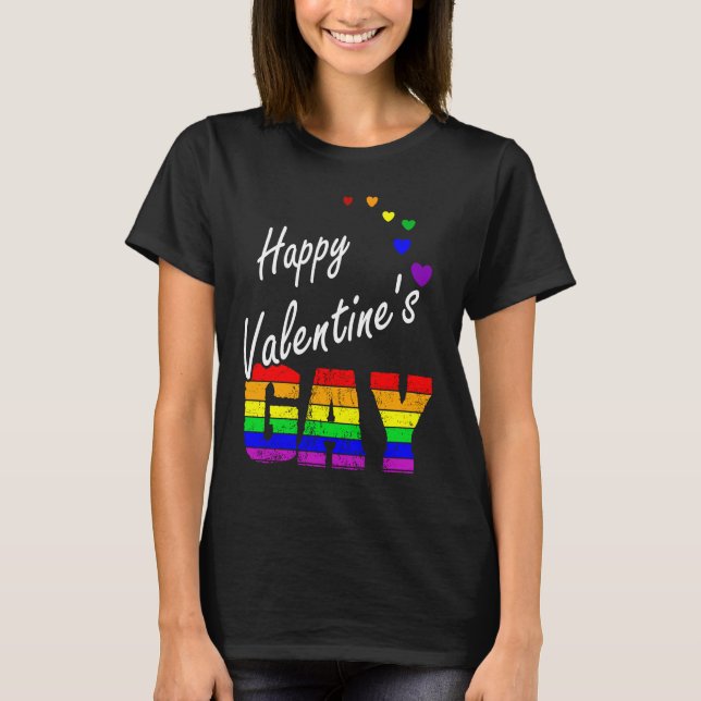T-shirt LGBTQ Happy Valentine's Gay Lesbian Pride Equality (Devant)
