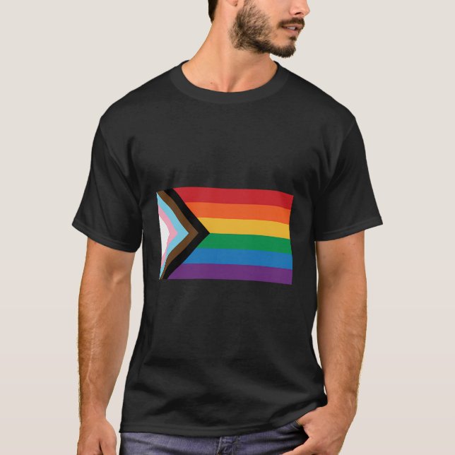 T-shirt Lgbtq+ Indicateur De Fierté De Progrès (Devant)