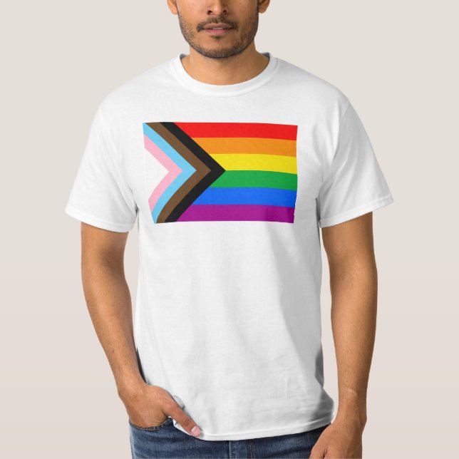 T-shirt LGBTQ+ Indicateur de fierté de progrès (Devant)