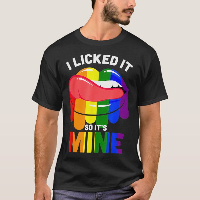 T-shirt LGBTQ Je L'Ai Laissé Ainsi Sa Mine Rainbow Lips Ca (Devant)