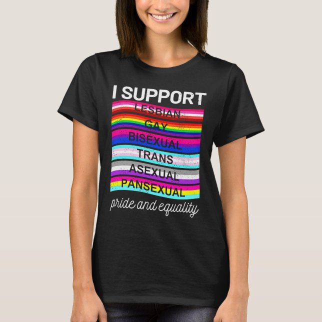 T-shirt LGBTQ Je soutiens les bisexuels transexuels pansex (Devant)