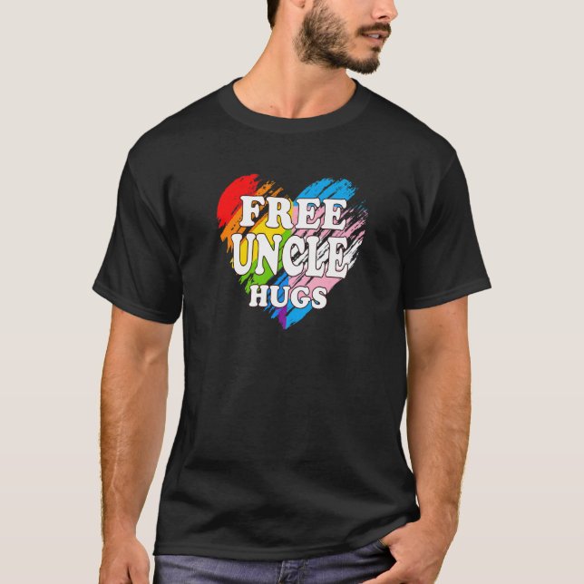 T-shirt Lgbtq Libre Uncle Hugs Gay pride Lgbt Ally Rainbow (Devant)